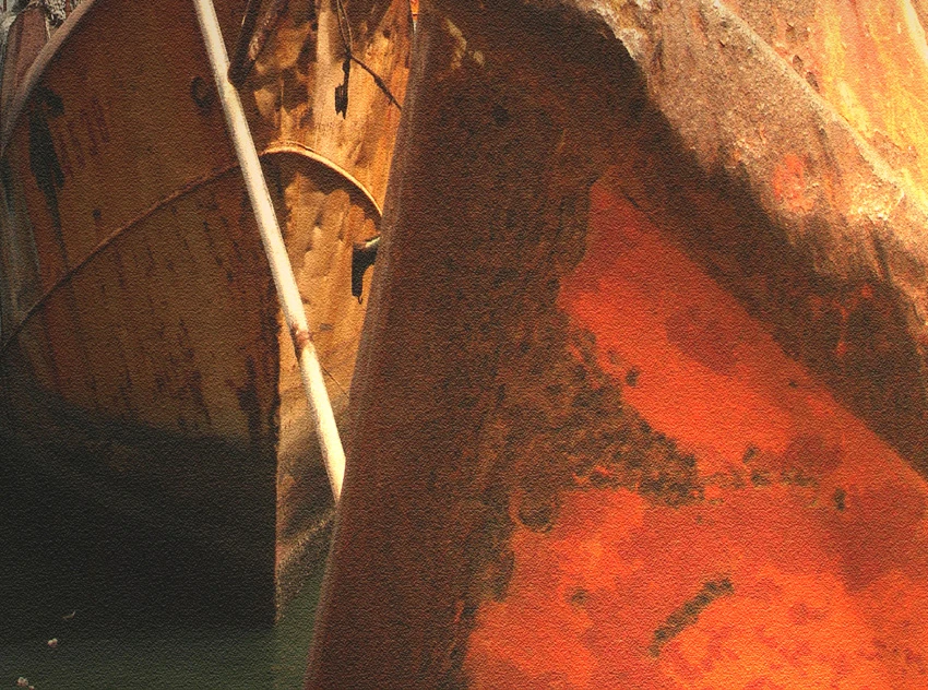 Serie Cementerio de Barcos V - Impresión en cuero ecologico - 60cm x 45cm