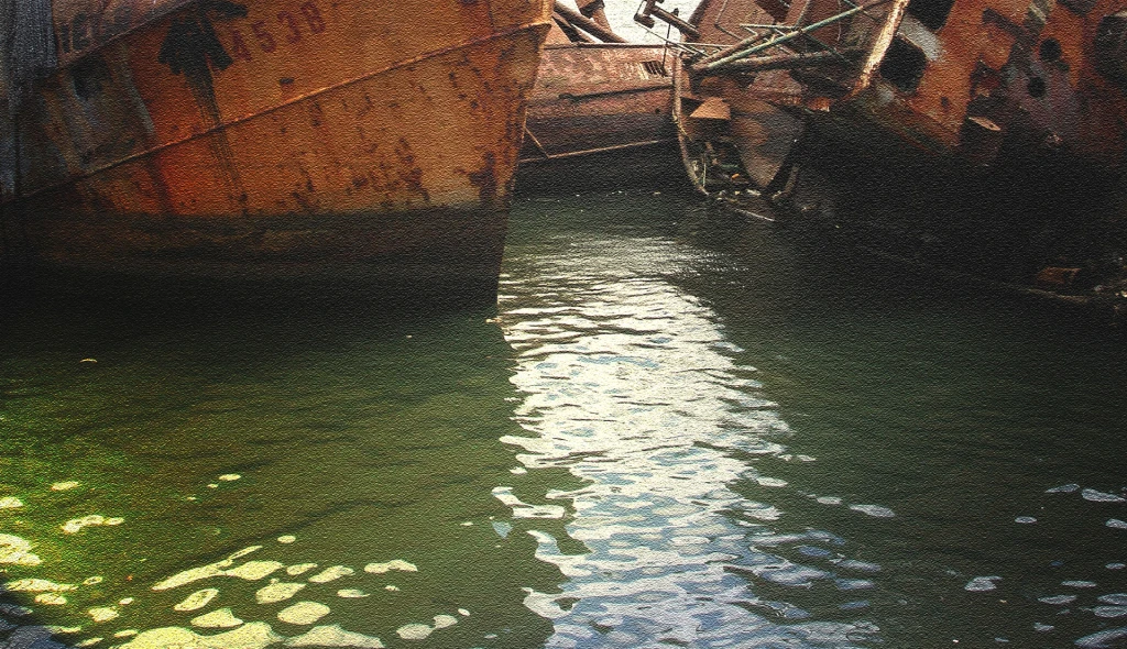 Serie Cementerio de Barcos VII - Impresión en cuero ecologico - 60cm x 45cm