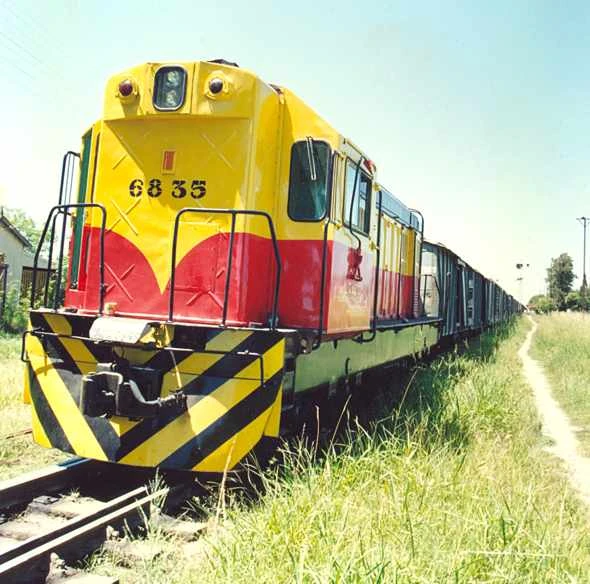 La moderna locomotora diesel y su brillo. El camino hacia la estación Laguna Paiva Foto: Ricardo Reneé.