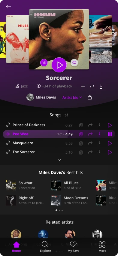 Streaming music app