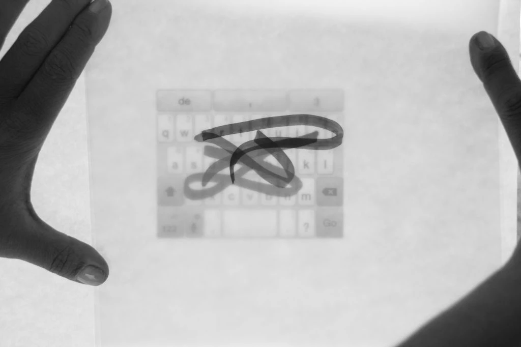 Swiping Beckett-Papel calco, industrial, tinta, poema