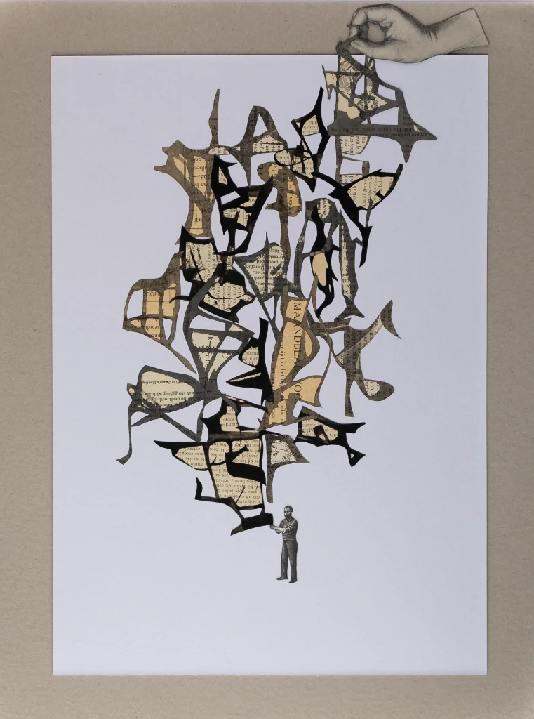 Serie Letras extranjeras, collage hecho a mano.