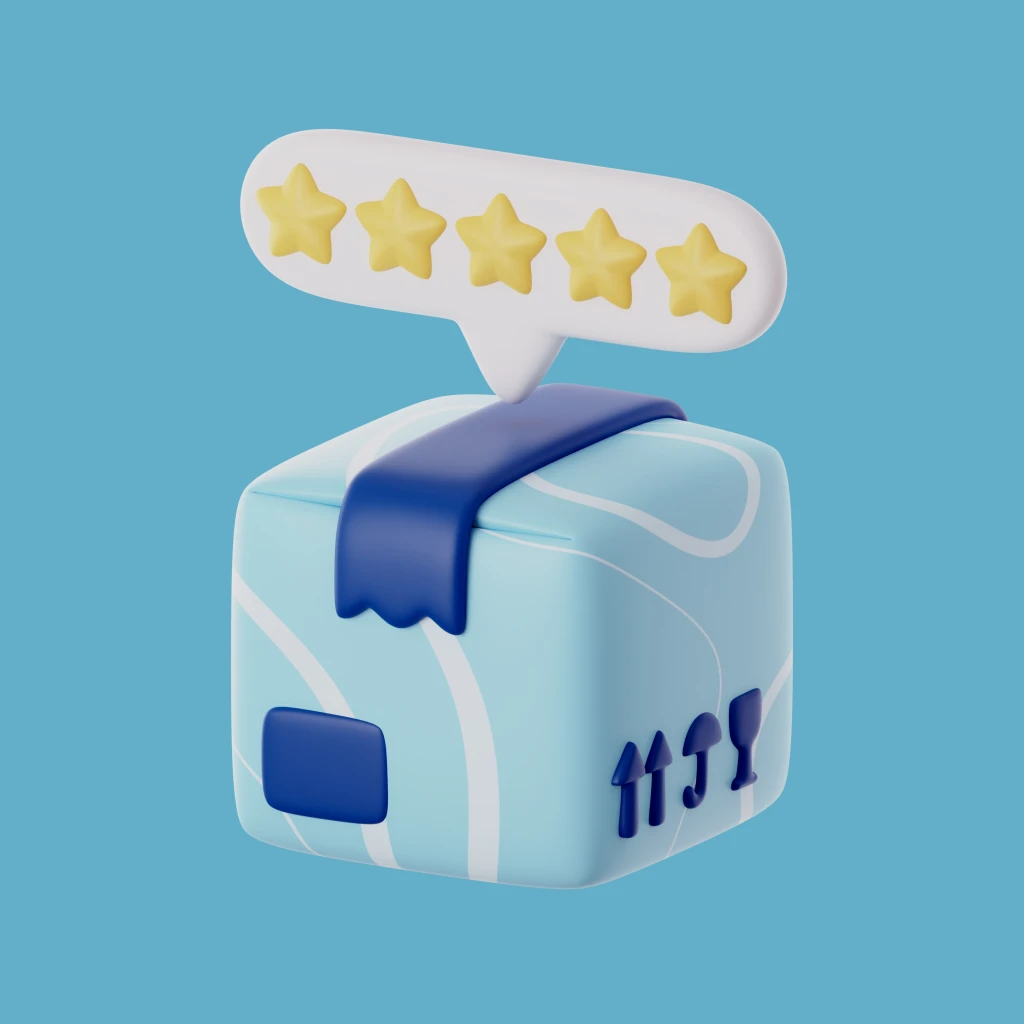 paquete 3d con dialogo de 5 estrellas tonos pastel
