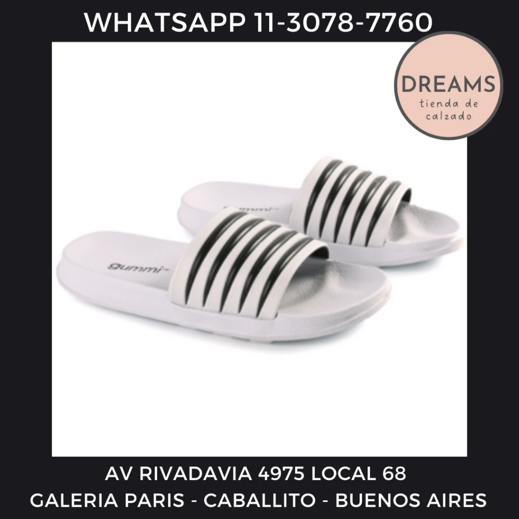 Ojotas chinela chancla faja Gummi dilette blanco mujer varon Dreams Calzado Caballito Av Rivadavia 4975 local 68 Galeria paris Zapateria