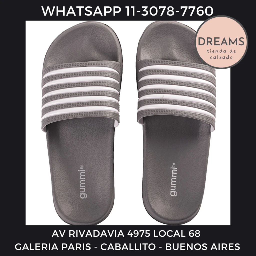 Ojotas chinela chancla faja Gummi dilette gris hombre Dreams Calzado Caballito Av Rivadavia 4975 local 68 Galeria paris Zapateria