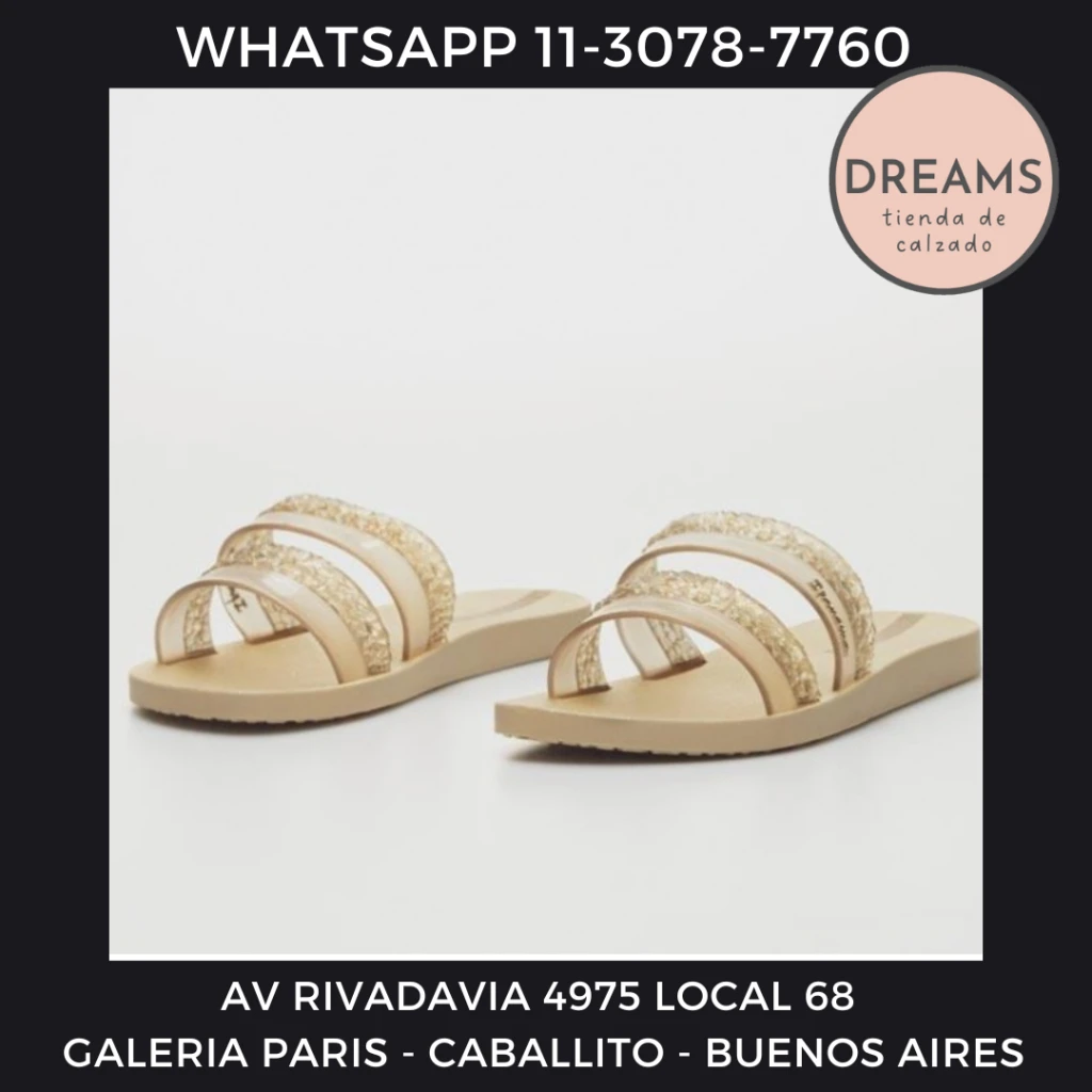 Sandalias Ipanema mujer ojotas importadas glitz brillo beige Dreams Calzado Caballito Av Rivadavia 4975 local 68 Galeria paris Zapateria