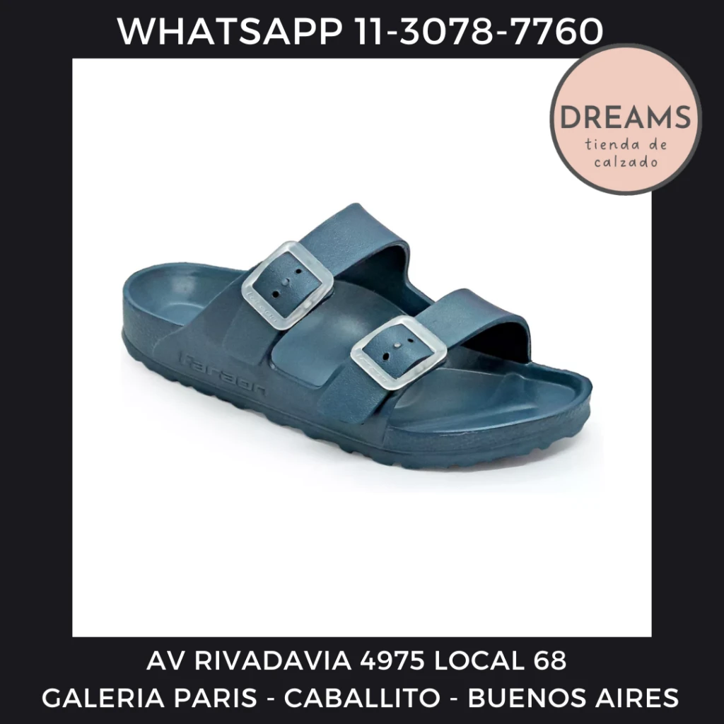 Sandalias faraon 2018 tipo birken dos hebillas azul jean verde Dreams Calzado Caballito Av Rivadavia 4975 local 68 Galeria paris Zapateria