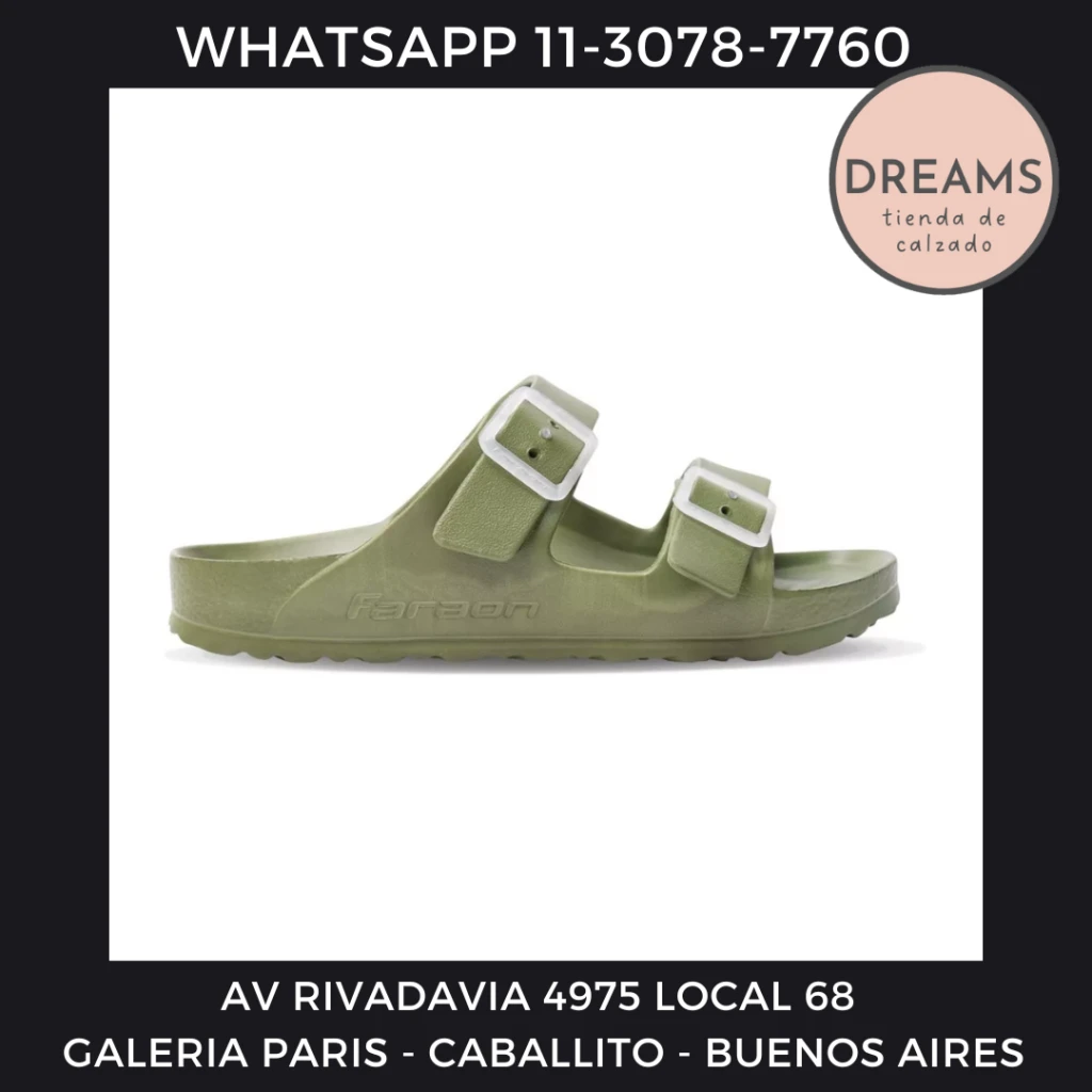 Sandalias faraon 2018 tipo birken dos hebillas cemento verde Dreams Calzado Caballito Av Rivadavia 4975 local 68 Galeria paris Zapateria