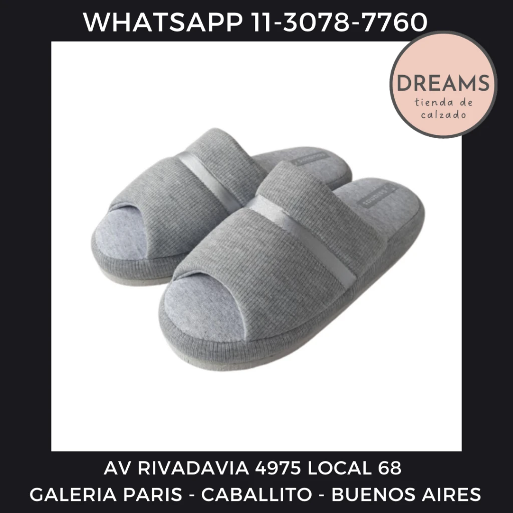 Espumones pantuflones pantuflas acolchadas Solanas gris punta abierta Dreams Calzado Caballito Av Rivadavia 4975 local 68 Galeria paris Zapateria