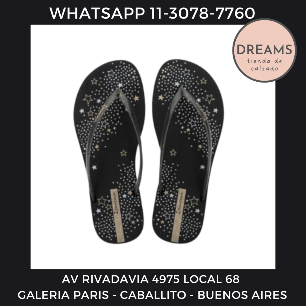 Ojotas Ipanema para mujer Easy star estrellas negro Dreams Calzado Caballito Av Rivadavia 4975 local 68 Galeria Paris