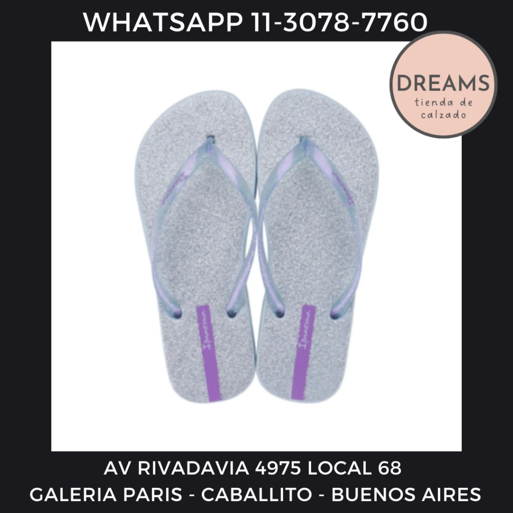 Ojotas Ipanema para mujer Glitter Fem azul plateado Dreams Calzado Caballito Av Rivadavia 4975 local 68 Galeria Paris