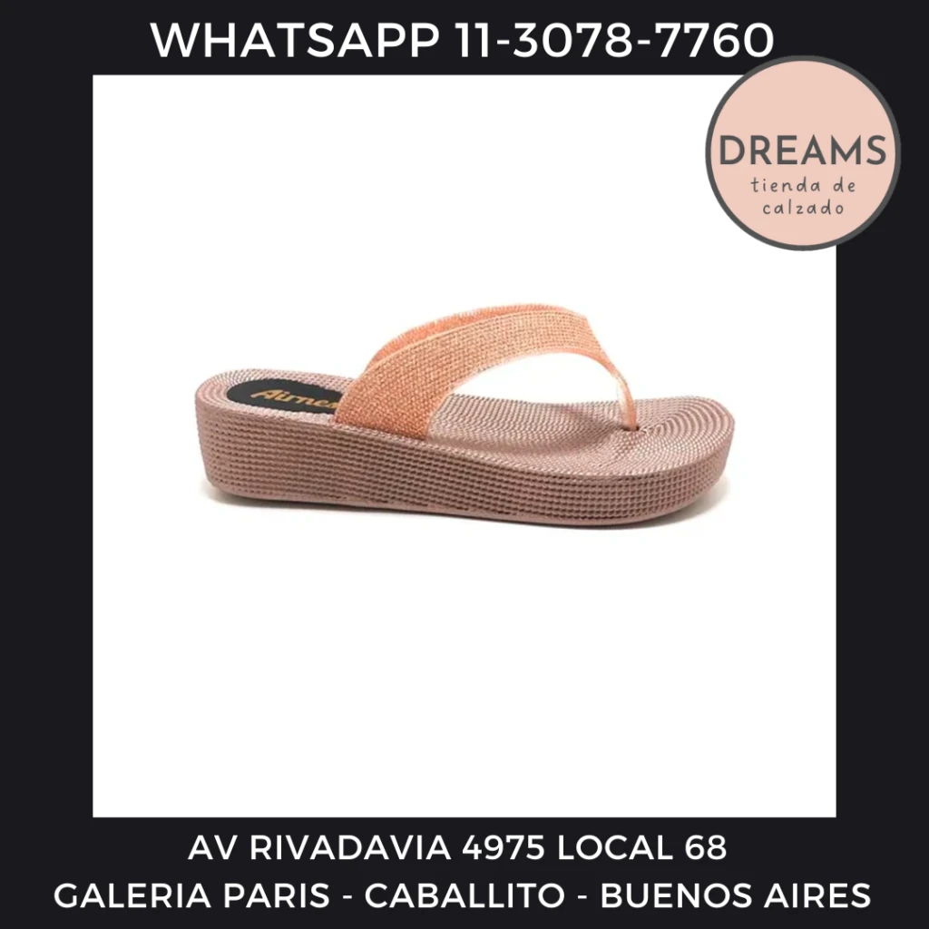 Ojotas para mujer plataforma Airness 1740 dorado brillos Dreams Calzado Caballito Av Rivadavia 4975 local 68 Galeria Paris