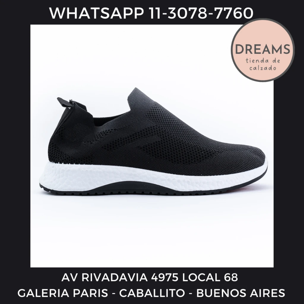 88 Zapatillas tipo mediapara hombre sin cordones 265 negro Dreams Calzado Caballito Av Rivadavia 4975 local 68 Galeria Paris