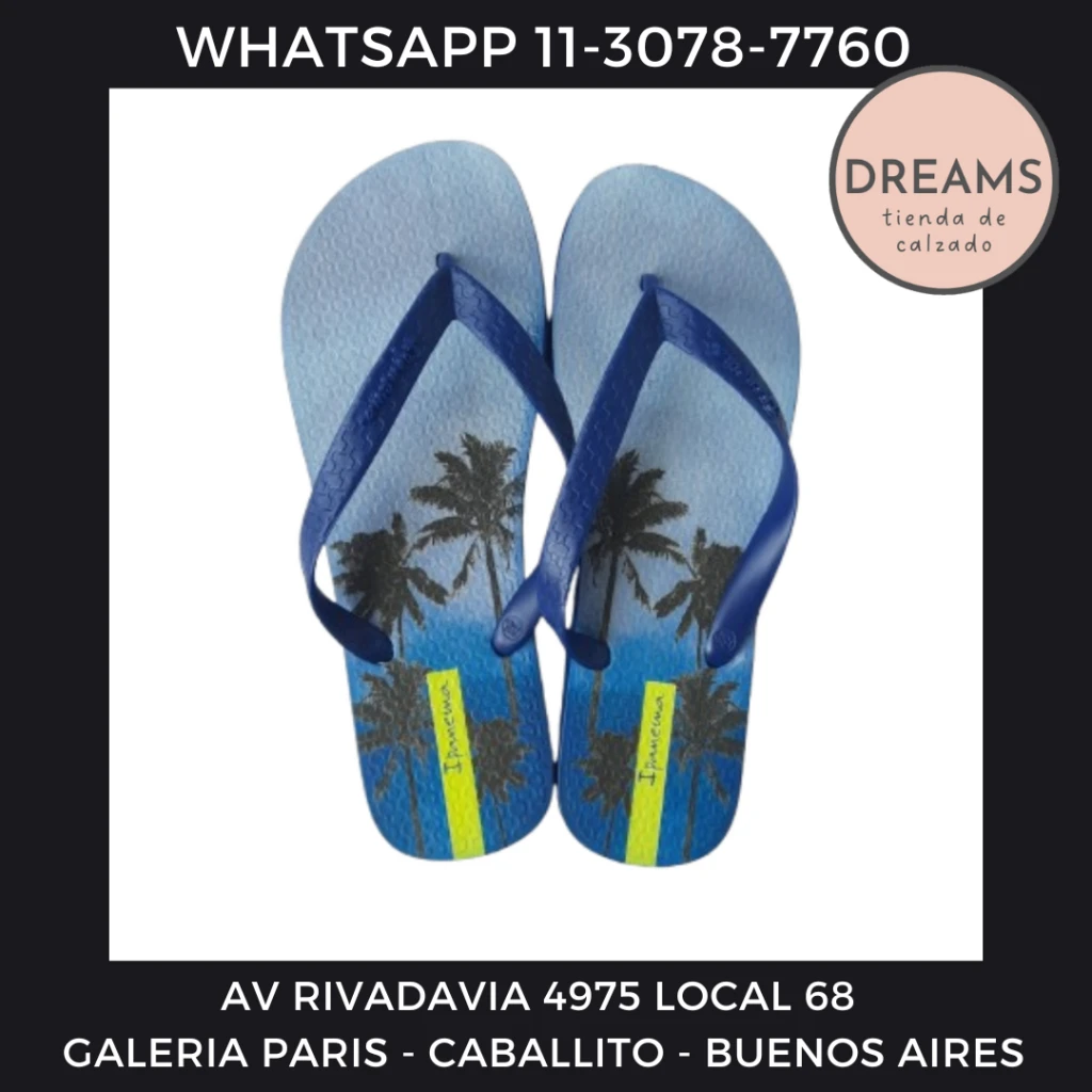 Ojotas Ipanema para hombre palmeras azul urban masc Dreams Calzado Caballito Av Rivadavia 4975 local 68 Galeria Paris