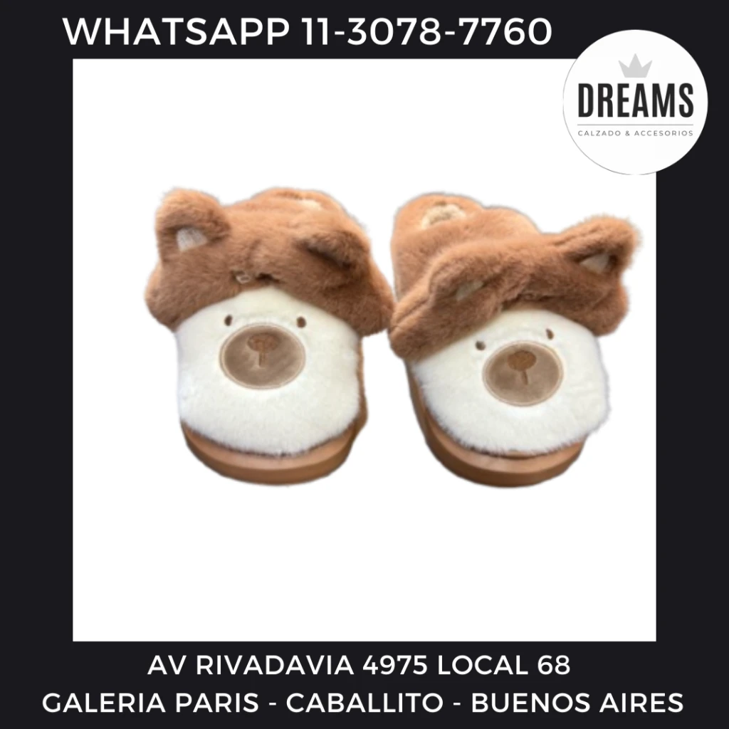 Pantuflas animales surtidos oso marron Dreams Calzado Caballito Av Rivadavia 4975 local 68 Galeria Paris