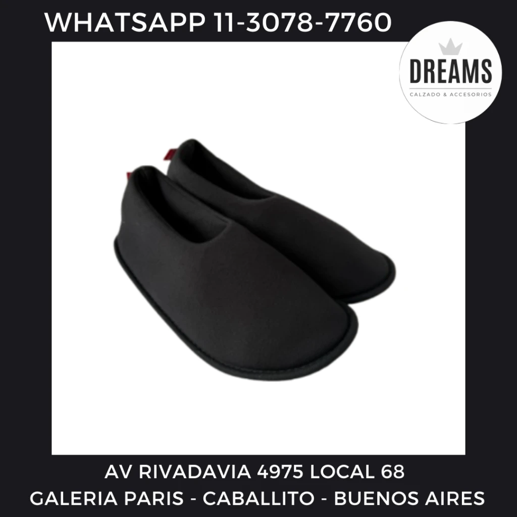 Pantuflas cerradas unisex negro de algodon Dreams Calzado Caballito Av Rivadavia 4975 local 68 Galeria Paris