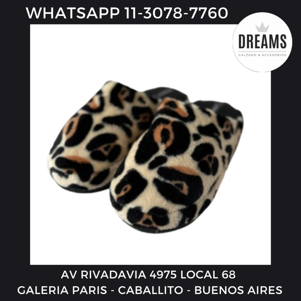Pantuflas espumon animal print Solanas 750 beige Dreams Calzado Caballito Av Rivadavia 4975 local 68 Galeria Paris