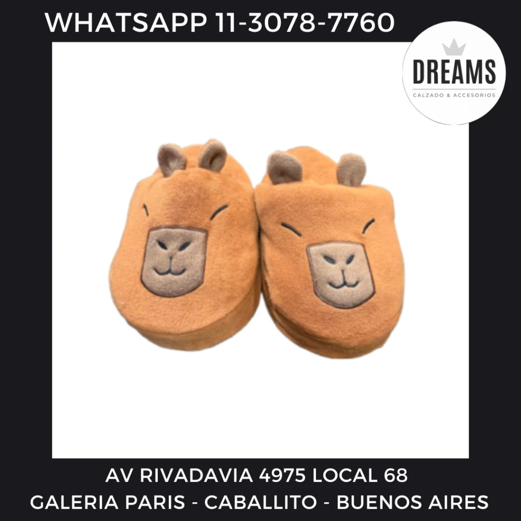 Pantuflas espumon bichos surtidos Capibara Dreams Calzado Caballito Av Rivadavia 4975 local 68 Galeria Paris