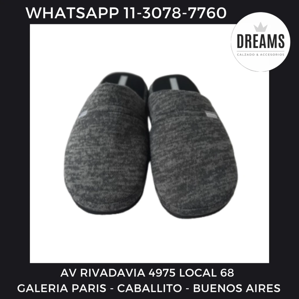 Pantuflas espumon para hombre acolchadas Solanas gris 600 Dreams Calzado Caballito Av Rivadavia 4975 local 68 Galeria Paris