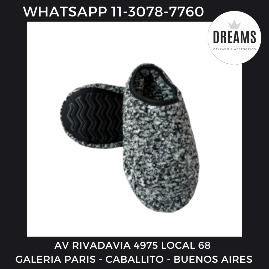 Pantuflas zuecos gris melange Iris Los Cañas Dreams Calzado Caballito AV Rivadavia 4975 local 68 Galeria Paris