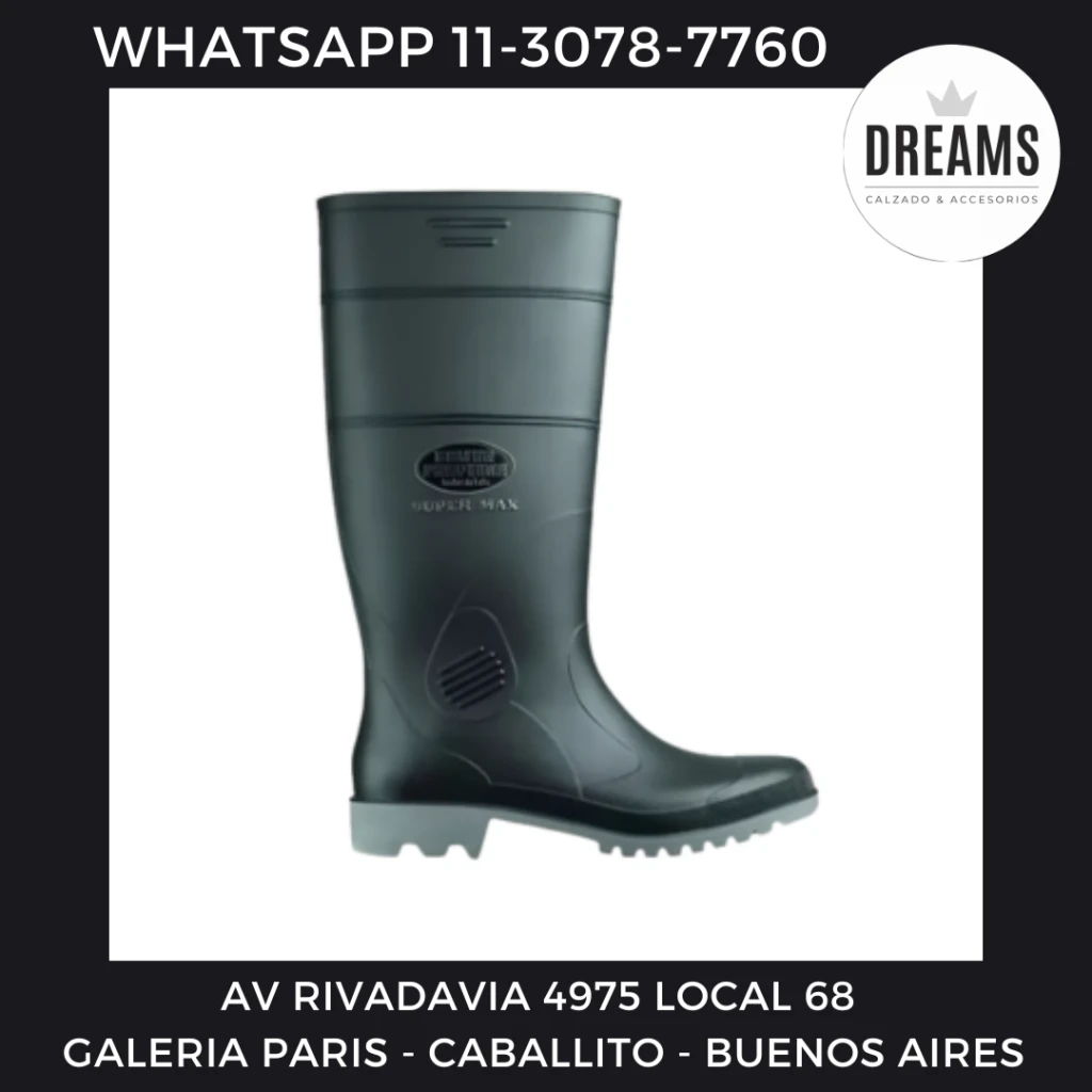 Botas de lluivia caña alta negro Calfor industrial Dreams Calzado Caballito Av Rivadavia 4975 local 68 Galeria Paris