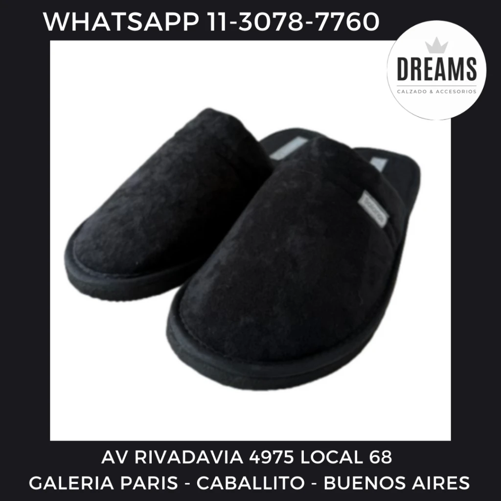 Chinelas pantuflas para hombre 132 negro Solanas Dreams Calzado Caballito Av Rivadavia 4975 local 68 Galeria Paris