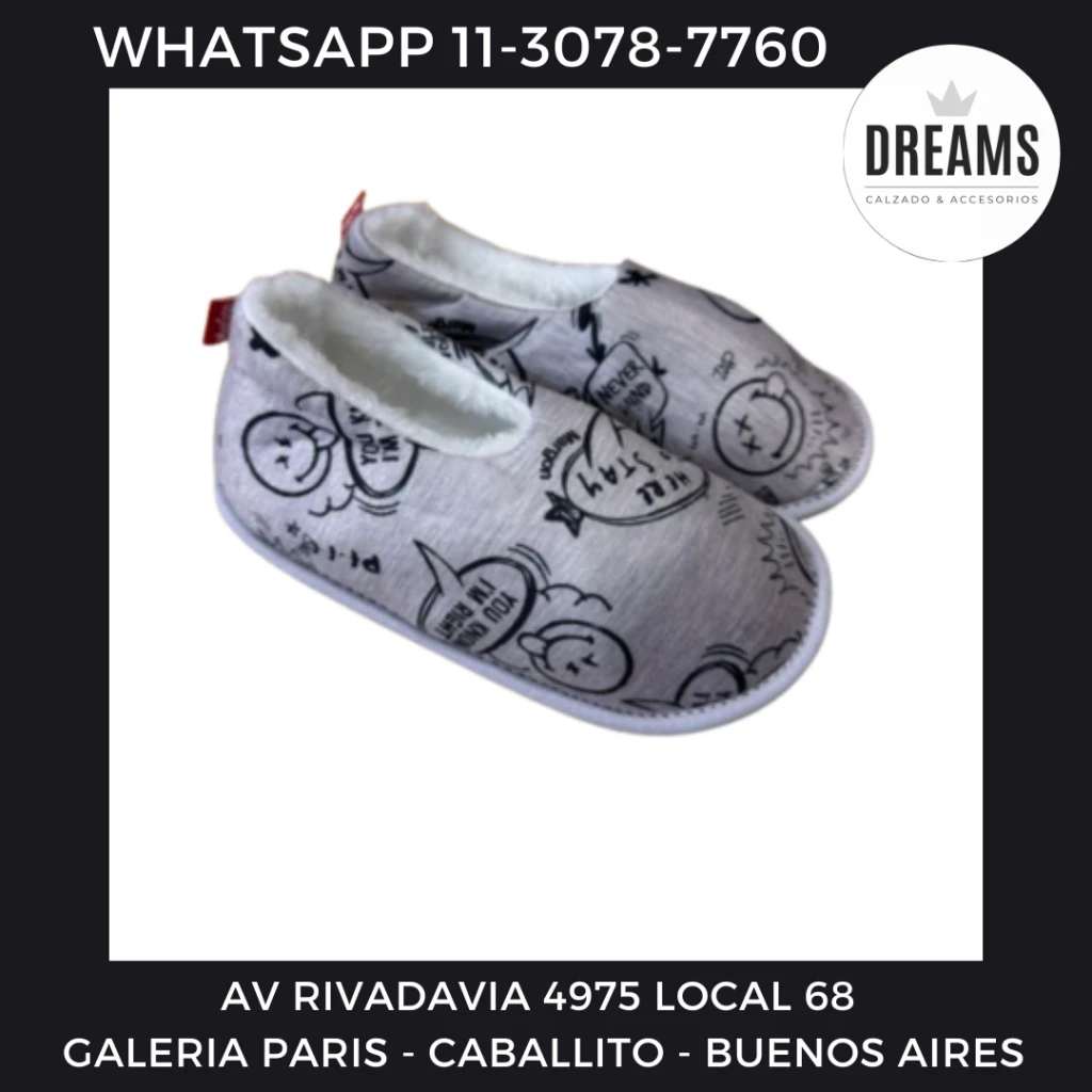 Pantuflas cerradas para chicos con piel hornito gris Smiles Dreams Calzado Caballito Av Rivadavia 4975 local 68 Galeria Paris