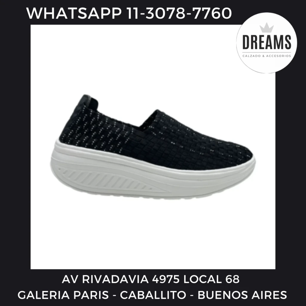Zapatillas elastizadas mujer Flywing negro plataforma Dreams Calzado Caballito Av Rivadavia 4975 local 68 Galeria Paris