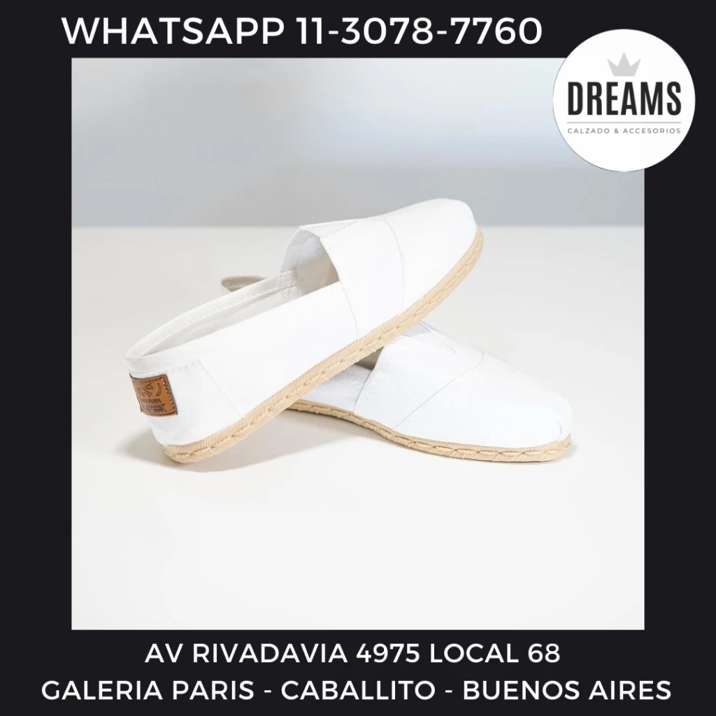 95AlpargatasclsicasblancounisexDreamsCalzadoCaballitoAvRivadavia4975local68GaleriaParis.webp