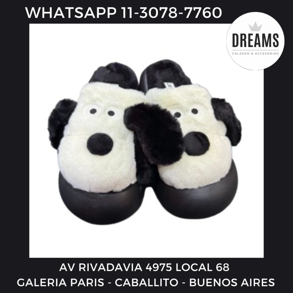 Pantuflas animales surtidos perro negro Dreams Calzado Caballito Av Rivadavia 4975 local 68 Galeria Paris