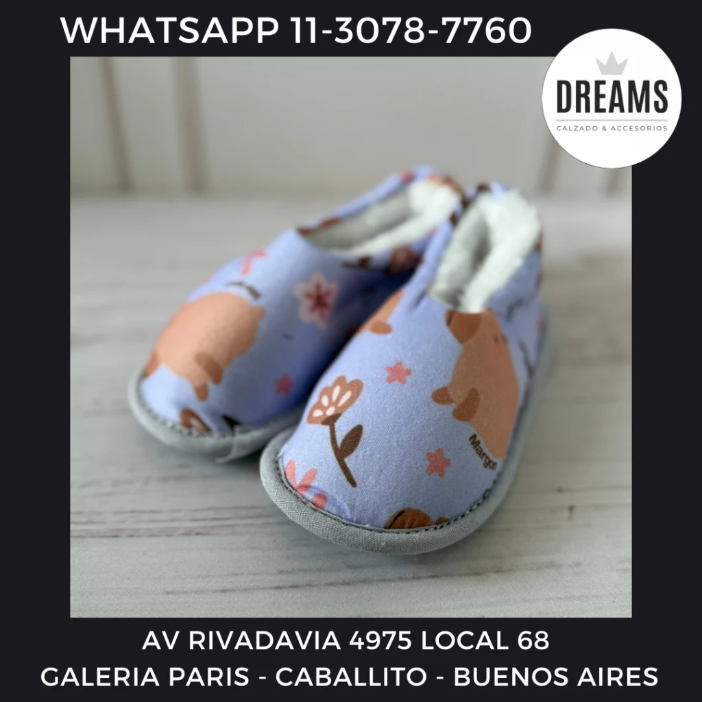 Pantuflas cerradas para chicos con piel hornito gris capibaras Dreams Calzado Caballito Av Rivadavia 4975 local 68 Galeria Paris