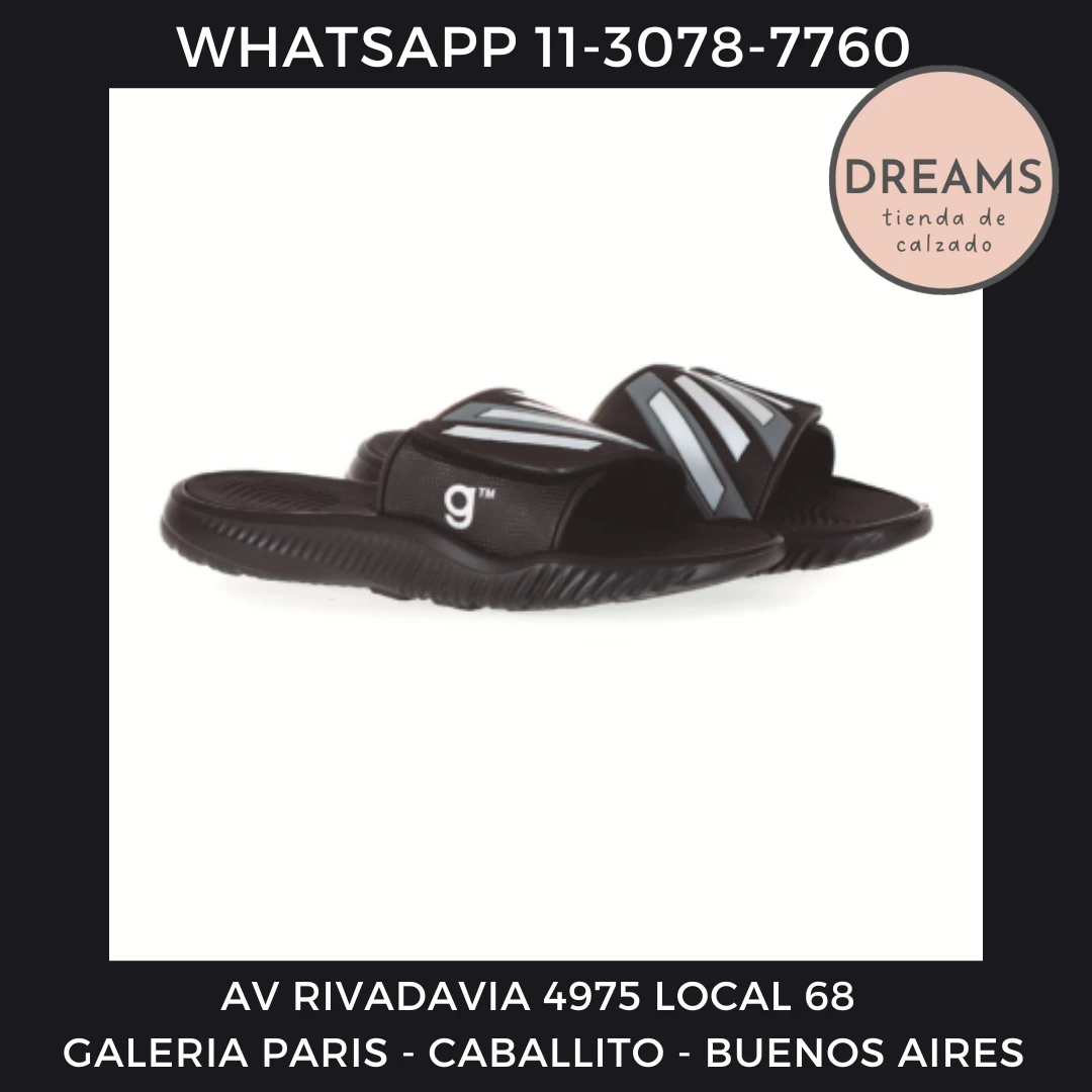 Ojotas chanclas unisex negro GUMMI abrojo Dreams Calzado Caballito Av Rivadavia 4975 local 68 Galeria Paris