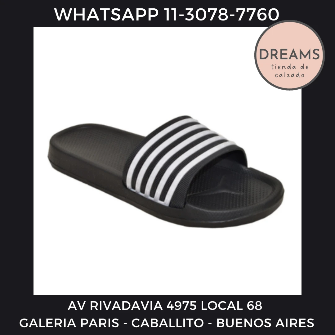 Ojotas chanclas unisex negro rayado dox Dreams Calzado Caballito Av Rivadavia 4975 local 68 Galeria Paris