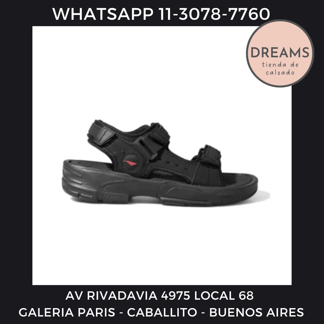 Sandalias para hombre con abrojos negro Penalty Dreams Calzado Caballito Av Rivadavia 4975 local 68 Galeria Paris