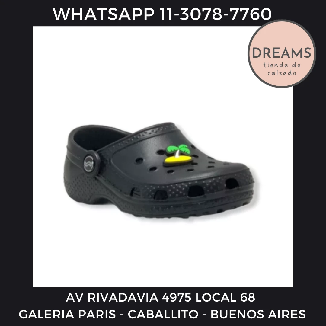 Zuecos simil crocs Seawalk negro varon con Pins Dreams Calzado Caballito Av Rivadavia 4975 local 68 Galeria Paris