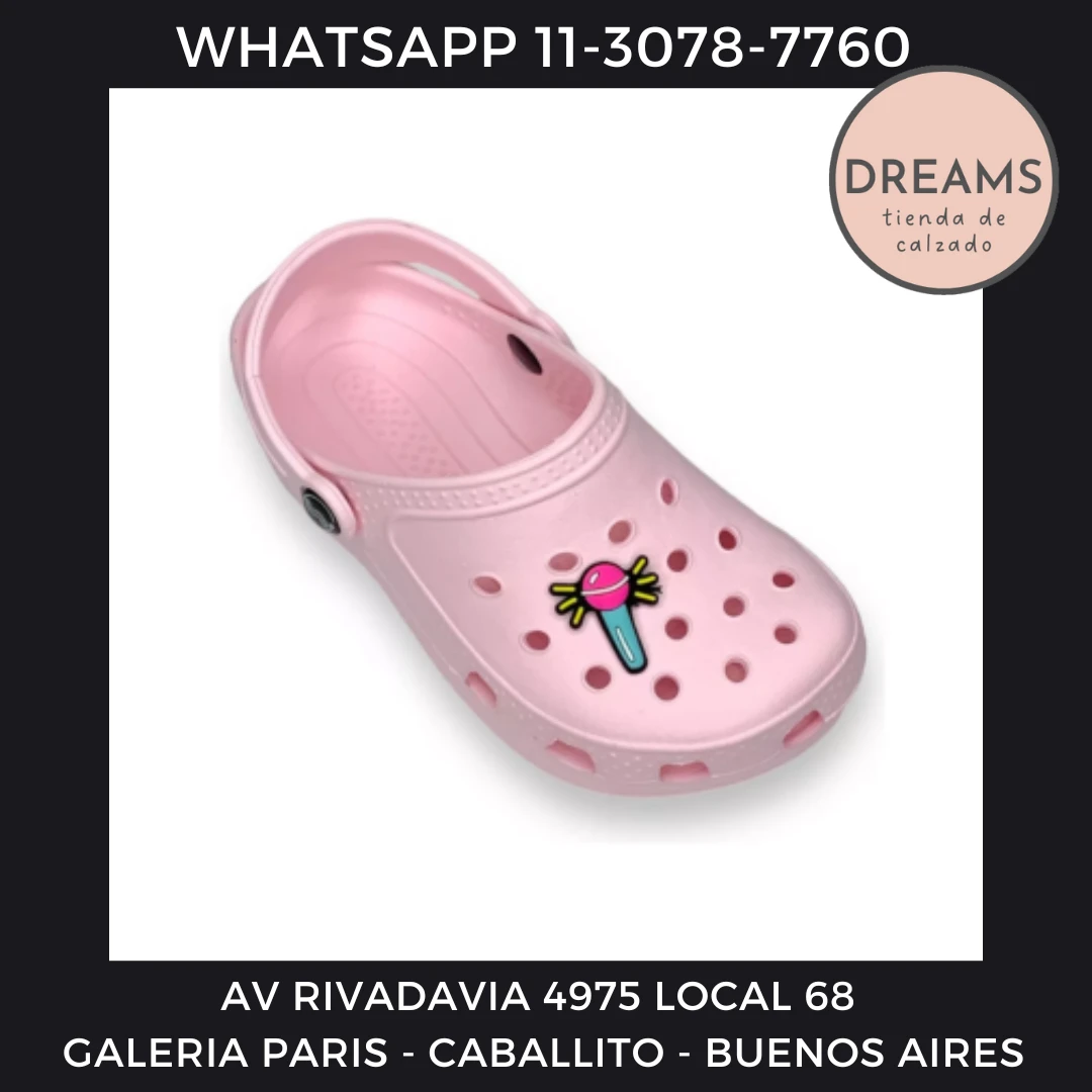 Zuecos simil crocs Seawalk rosa nena con Pins Dreams Calzado Caballito Av Rivadavia 4975 local 68 Galeria Paris