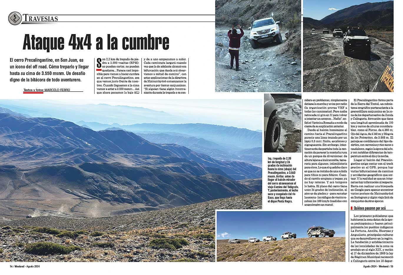 Travesía 4x4 hasta la cumbre del cerro Precalingastino, en San Juan, de 3.550 m de altura