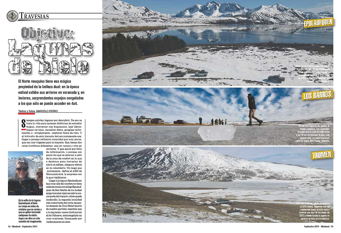 Travesía 4x4 invernal por tres lagunas congeladas de los alrededores de Chos Malal, Neuquén