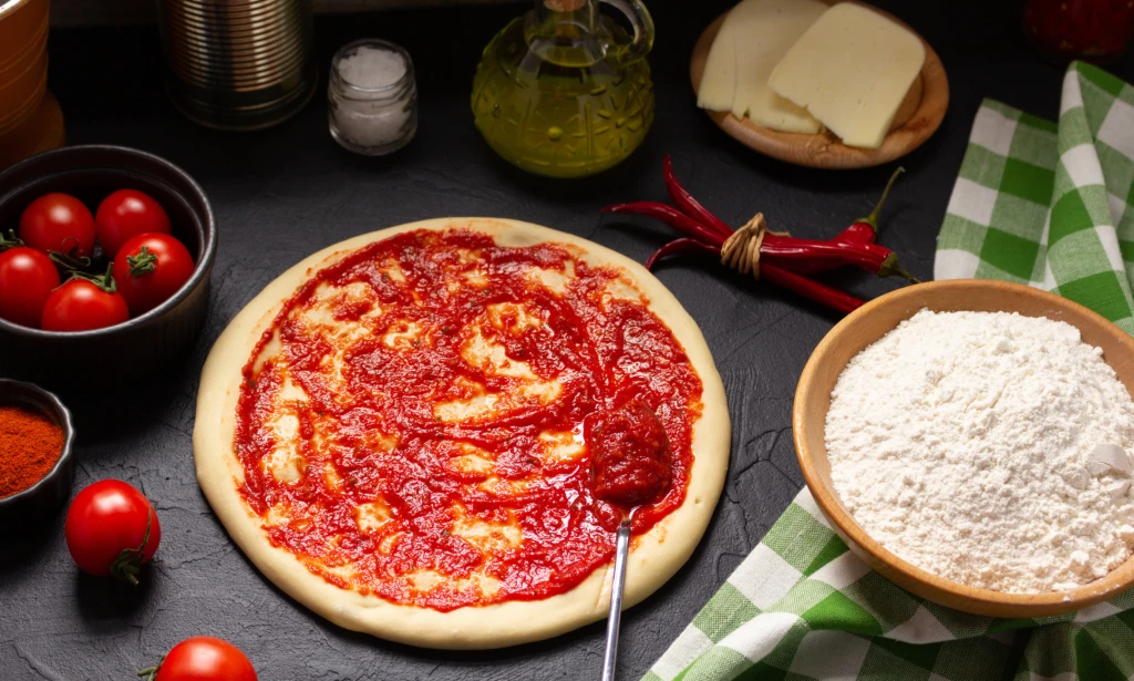 Pizza a la piedra artesanal, elaboración a la vista.