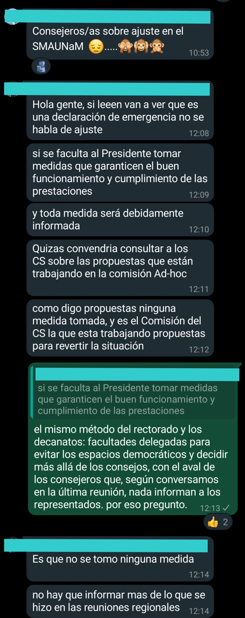 Chat Cuerpo de Delegados y CD Apunam