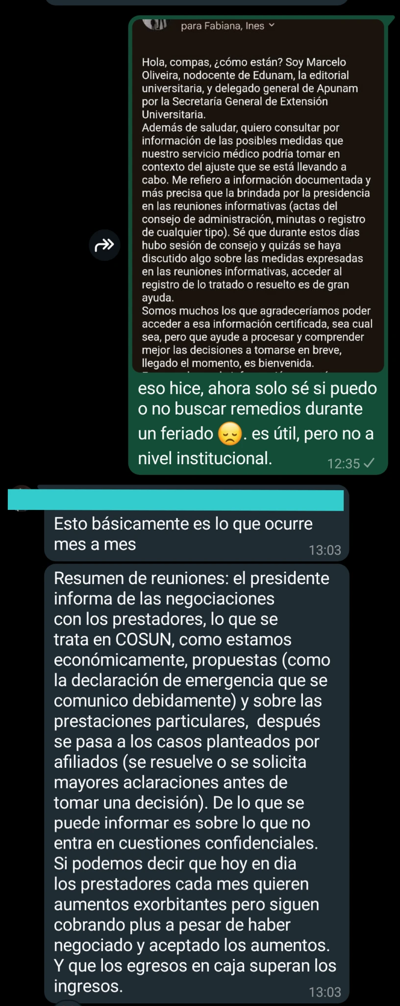 Chat Cuerpo de Delegados y CD Apunam