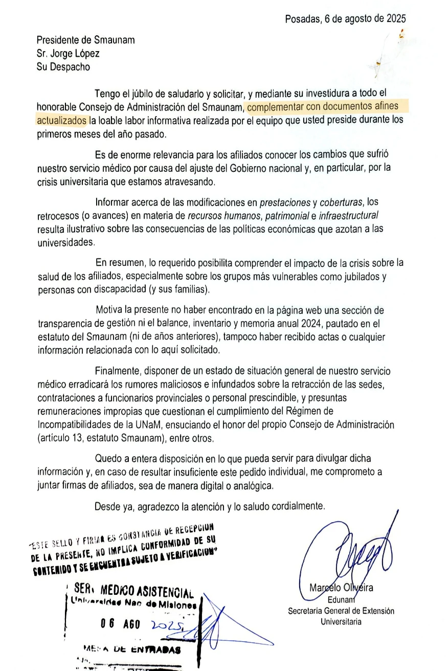 Solicitud documentaci&oacute;n sin respuesta