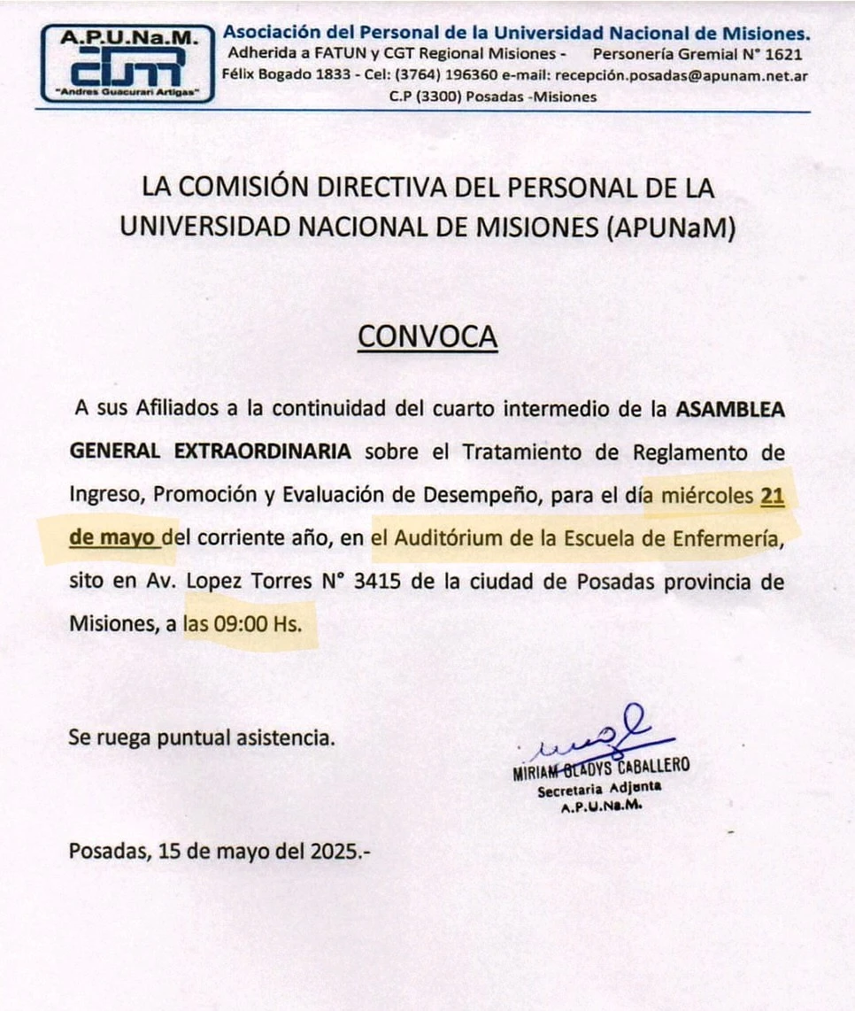 La asamblea continúa en esta fecha