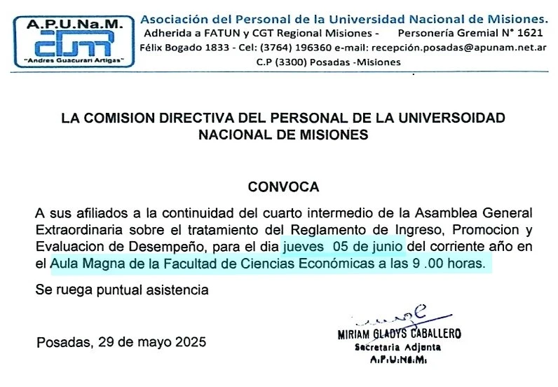 Fecha para continuar con la asamblea